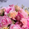 Yo Cho Bridal FR Bukiet Wedding Materiały sztuczna jedwabna róża Pey FR Wedding Bouquet Dahlia Orchid Quality Bouquets M9NZ#