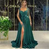 sexy Sweetheart Evening Dres Lg Glitter Sequin Slit Satin Gorgeous A Line Formal Prom Party Gown with Straps f5pb#