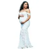 Robes de maternité Sepzay femmes épaules dénudées manches à volants dentelle sirène femmes enceintes bébé douche robe Maxi photographie robe photographie fleur L2403