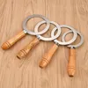 Baking Tools Stainless Steel Cup Ring Wooden Handle Milk Tea Cover Rim Gasket For Dessert Bubble Roasted DIY Making