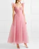 Rose Femmes Lg Soirée Dres Sexy Backl Tulle Volants Graduati Robe Dame Élégante Demoiselle D'honneur De Mariage Formelle Dr T3EF #