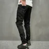 Bahar erkek sıska kalem kot pantolon hip hop yırtılmış dikkatli şık erkek delikler rahat ince fit denim pantolon E5HO#