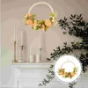 Decorative Flowers European Style Faux Wood Bead Garland Vintage Decor Eucalyptus Wreath Wooden Wall Hanging