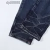 Men's designer pants High Street Fashion Brand Off amira Jeans Mens Deep Blue Scratched Letter Elastic Slim Fit Feet