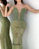Elegant V Neck Mermaid Party Dres Custom Made Beading Sequins Celebrity Dr Arabic Dubai Wedding Party Gowns Vestidos Gala H07p#