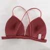 Soutien-gorge Triangle pour femmes, bretelles fines, enveloppant la poitrine, boucle avant, sans fil, côtelé, Sexy, dos croisé, intimes féminins, Bralette