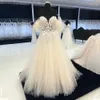 Robes sexy urbaines Nouveau populaire hors de l'épaule col en V 3D fleur dentelle applique tulle une ligne mariage 2023 sur mesure robe De Noival yq240329