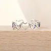 Cluster Rings Bague Ringen Pure S925 Ring Sterling Silver 925 Jewelry Heart-Shaped Hollow Out Female Opening Justerable for Dating Gift