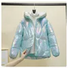 Färgglada vinter kort huva puffer down coat waterproof and wable warm down parkas casual puffer jacka plus size rockar n94c#