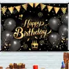 Party Supplies Black Gold Glitter Birthday Decoration Custom Background For Po Studio Happy Decor Name DIY Backdrops