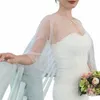 topqueen Semplice Scialle di Tulle Estate Trasparente Dr Cardigan Mantello da sposa Camicetta da sposa Camicetta con maniche Vg89 personalizzabile P884 #