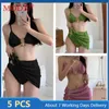 Women's Swimwear 5sets Bulk Items Wholesale Lots Womens Bikinis 3 Piece Set Summer Sexy Velvet Swimsuit Vacation Beach Bathing M13160