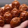 Strand Hand Carved Eight Big Olive Nut Stone Carving Zhong Kui Buddha Beads Bracelet