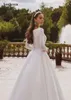 smileven Elegant Satin Wedding Dres Lg Sleeve Lace Bride Gown Muslim Wedding Gown Covered Back Vestido de novia 2020 s37A#