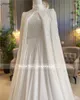 Funyue luxe manches longues robe de mariée musulmane 2024 mariée en mousseline de soie avec perles a-ligne robes de mariée avec Cape Robe De Marie yq240329
