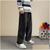 Jeans da uomo Uomo Autunno Streetwear Baggy Moda coreana Pantaloni larghi dritti a gamba larga Abbigliamento di marca maschile Nero Azzurro Goccia Deliv Dhl02