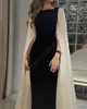 oeing graciös chiff lg ärmar formella ocn party dres golvlängd modern dam formell kväll prom klänningar vestido w657#