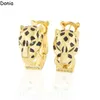 Donia jewelry luxury stud European and American fashion double ring leopard titanium steel micro-set zircon three-color creative d296e