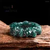 Anneaux de cluster Haute qualité Naturel A-Goods Jadeite Bleu Disque d'eau Dragon Bague en trois dimensions Sculpture Jade Trigger Finger Mode