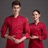 Food Service LG Sleeve Chef Jacket PROFIAL Huvud Chef Uniform Restaurant Hotel Kitchen Balck Wihte Chef Uniform Coat A1GA#