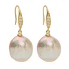 Dangle Earrings Huge 12 Mm Real Natural South Sea White Pearl