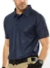 Мужская быстросохнущая летняя рубашка поло в стиле милитари, дышащая армейская тактическая мужская темно-синяя рубашка с коротким рукавом S5XL 240320