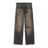 Herrenjeans REDDACHIC Distressed Whiskers Baggy für Männer Patchwork Vinage Wash weites Bein Freizeithose Hose Grunge Y2k Streetwear