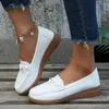 Mocassins en PU à bout rond pour femmes, chaussures décontractées, mode printemps/automne, solide, à enfiler, couture, plates concises, Zapatos Planos, 2024