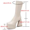 Boots Doratasia 2022 Brand Winter Women High Heeled Boots Mid Calf Platform Shoes Chunky Non Slip Fashion Elegant Trendy Quality Shoes