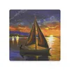 Table Mats Sailors At Sunset Under The Starry Sky Romantic Painting Ceramic Coasters (Square) Christmas Tile