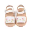 Sandaler Baby Girl Sandals Summer Cute Floral Embroidery Sandels Anti-Slip Soft Sole First Walker Shoes for Outdoor Beach 24329