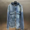 Designer B family high-end Paris patchwork family denim jacket hooded jacket unisex loose denim jacket UWHK