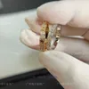 High luxury designer ring V-Gold Narrow Edition Full Sky Star Ring Two Rows Diamond Couple Ring Thread Full Diamond Couple Style Versatile Original 1to1 With Real Logo