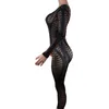 Sexy Padrões Geométricos Macacão Mulher Sparkly Stes Bodysuit Stage Wear Comemore Cantora Feminina Cristais Traje Outfit Heicha e1nV #