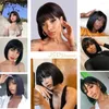 10inch Short Bob Human Hair Wigs With Bangs Straight Remy Brazilian Wig For Black Women Full Machine Realistic Scalp