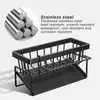 Kitchen Storage Self-Draining Sink Shelf For Metal Drain Rack Soap Sponge Holder Drainer Basket Multifunctional Organizer