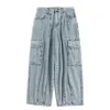 Baggy Jeans Pantalon Homme Denim Pantalon Noir Pantalon à Jambes Larges Jeans Oversize Cargo Coréen Streetwear Hip Hop Harajuku U4HV #