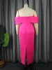 Ontinva Party Dres Plus Size 4xl Off Shoulder Fuchsia Sheath LG PROMイブニングカクテルウェディングゲスト女性52SA＃