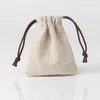 Jewelry Pouches Customized Linen Plaything Packaging Portable Storage And Organization Bag Drawstring Small Cloth Herringbone Pattern