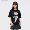 Camiseta feminina semir manga curta t camisa para mulher moire absorver secagem rápida 2023 verão novo solto impressão topo romântico sweet24329