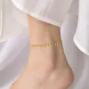 Ankiety w stylu koreański słodka geometryczna kostka ze stali nierdzewnej dla kobiet eleganckie biżuterię bransoletki na stopę noga plaż