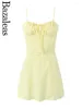 Casual Dresses Women's Bazaleas Back Bandage One Piece Dress Sexy Yellow Spaghetti Straps Slim Party Mini 2024