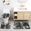 Tappetini da bagno 3 pezzi Set tappetino in marmo Bianco e nero dorato Rosa viola strutturato antiscivolo Tappeti da bagno Wc Accessori per la casa