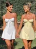 Casual Dresses Women's Bazaleas Back Bandage One Piece Dress Sexy Yellow Spaghetti Straps Slim Party Mini 2024