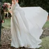 Wedding Bridal Chiff LG Cape Dinner Party Formal Lady Cloak O-Neck Prom Women Shawl Elegant High-Low Wrap Ivory 11 Colors T8DC#