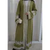 Etniska kläder Kaftan Ramadan Muslim Robe Dubai Luxury Mosaic Lace Brodery Cardigan Dress Eid Abaya Islam Women Long 2024