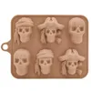 3D Skull Ice Cream Tools Soft Silicone Mold Ice Mold For Whiskey Cocktails Beverages Iced Coffee Bear Rose Pistol Pirate Shape Ice Bar Tool Cube Mold