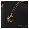 Collane con ciondolo Ins Moda Placcatura in oro Luna e sole Strass femminile Girasole Crescent Collana per gioielli da donna Consegna di goccia Dhxws