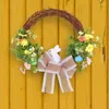 Couronne de pâques artificielles, fleurs décoratives, avec œufs Pastel et mélanges pour porte, décoration extérieure de maison, 1 pièce