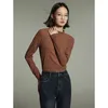 Toyouth Women Tees Winter Long Sleeve Half High Collar Slim Fit Tshirt Self Heating Warm Versatile Multicolour Tops 240329